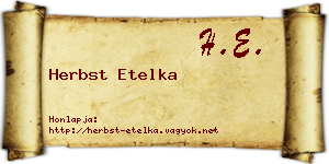 Herbst Etelka névjegykártya